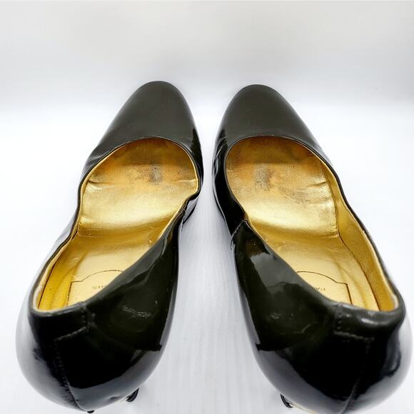 ROGER VIVIER Forrest Green Gold Patent Leather Heel Made in Italy Sz 39.5 US 8.5 - Picture 7 of 13